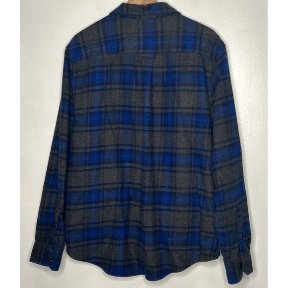 Orvis Flannel Shirt XL shacket Blue Black Plaid Button Up Pockets heavy Workwear - Picture 7 of 7